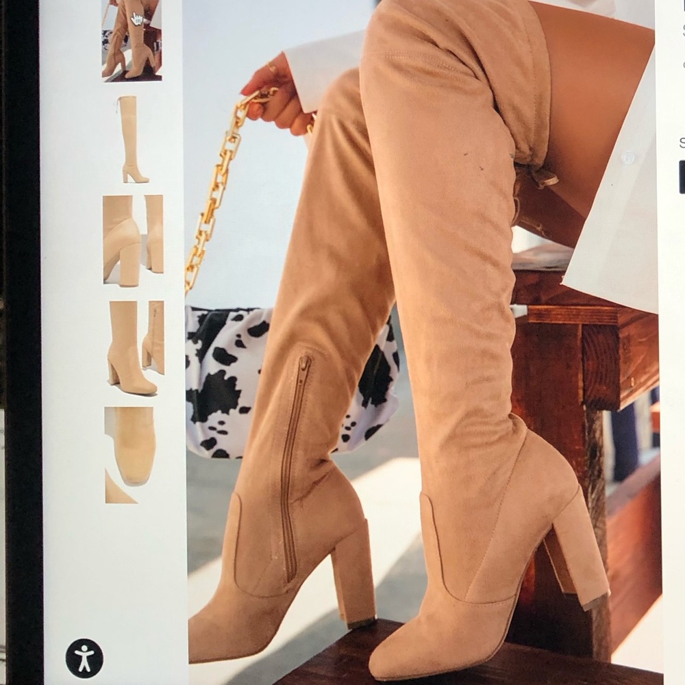 Miss Lola. Size 5.5. Over the knee boots. Nude.